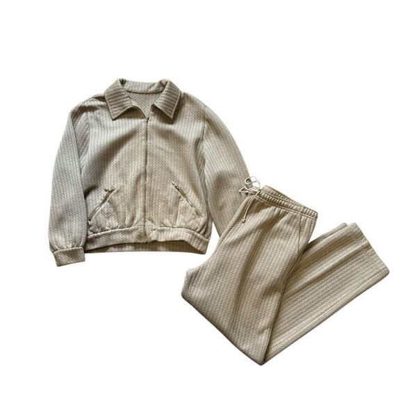 St. John Vintage Tan Brown Jogging Track Suit Set Jacket and Pull on Pants - Picture 11 of 15